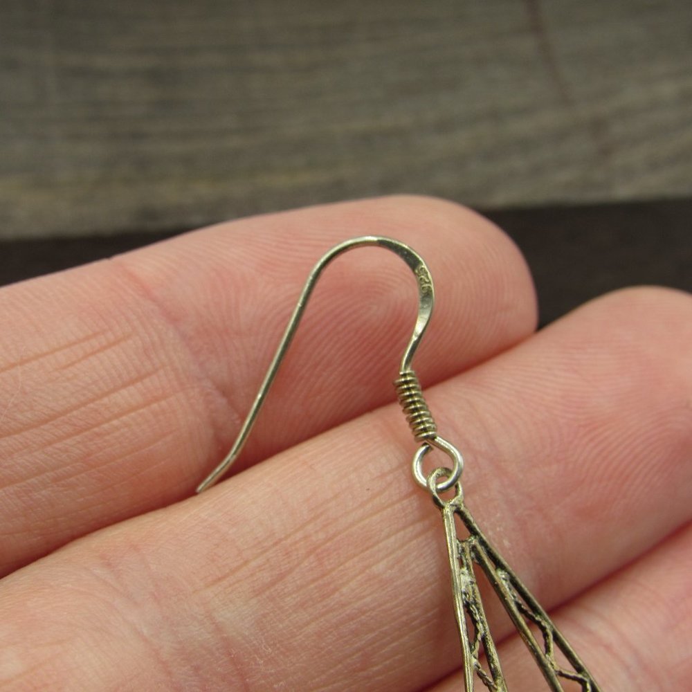 Sterling Rustic Unique Style Dangle Earrings - image 2